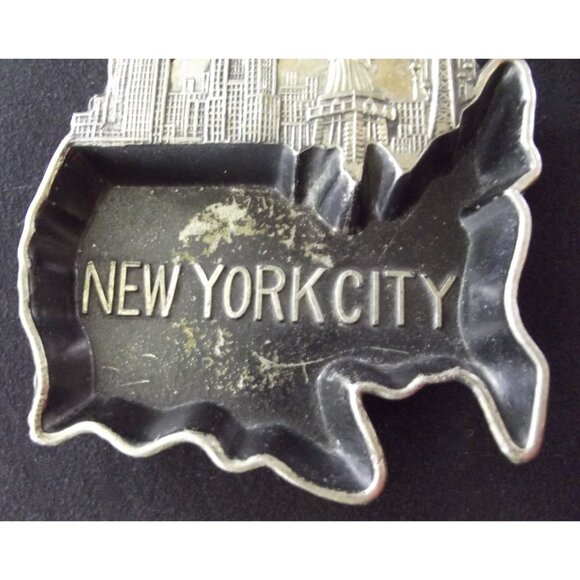 Vtg New York City Metal Ashtray Ring Dish Tray Souvenir Trinket NYC MCM Barwar - Picture 4 of 8